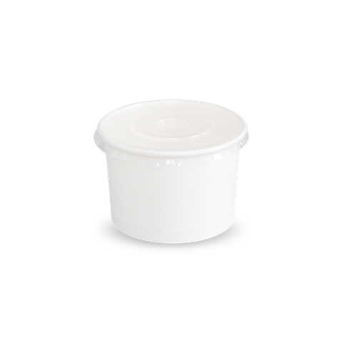  Bộ tô giấy trắng 250ml - 8.5oz + nắp nhựa PET (Kem) 