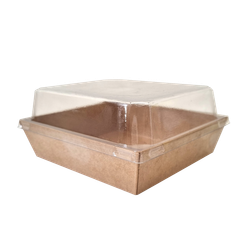  Hộp giấy Kraft paper box with clear PET lid 10.5 (Brown) 