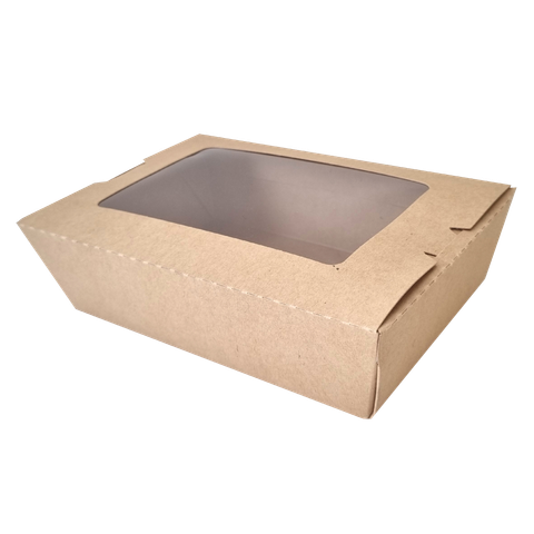  Hộp giấy Clamshell kraft paper box with window 900 ml 