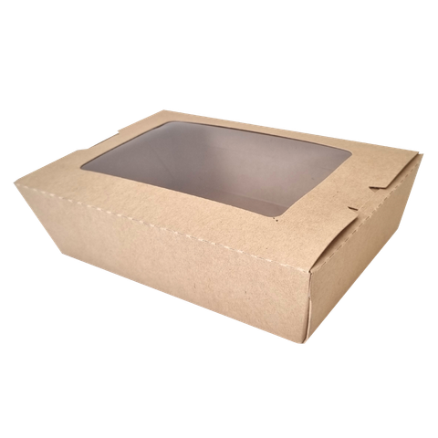  Hộp giấy Clamshell kraft paper box with window 1600 ml 