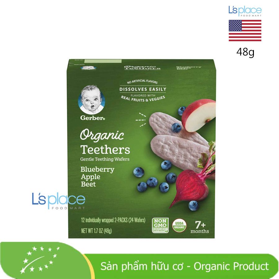 Gerber bánh ăn dặm hữu cơ táo, việt quất và củ dền