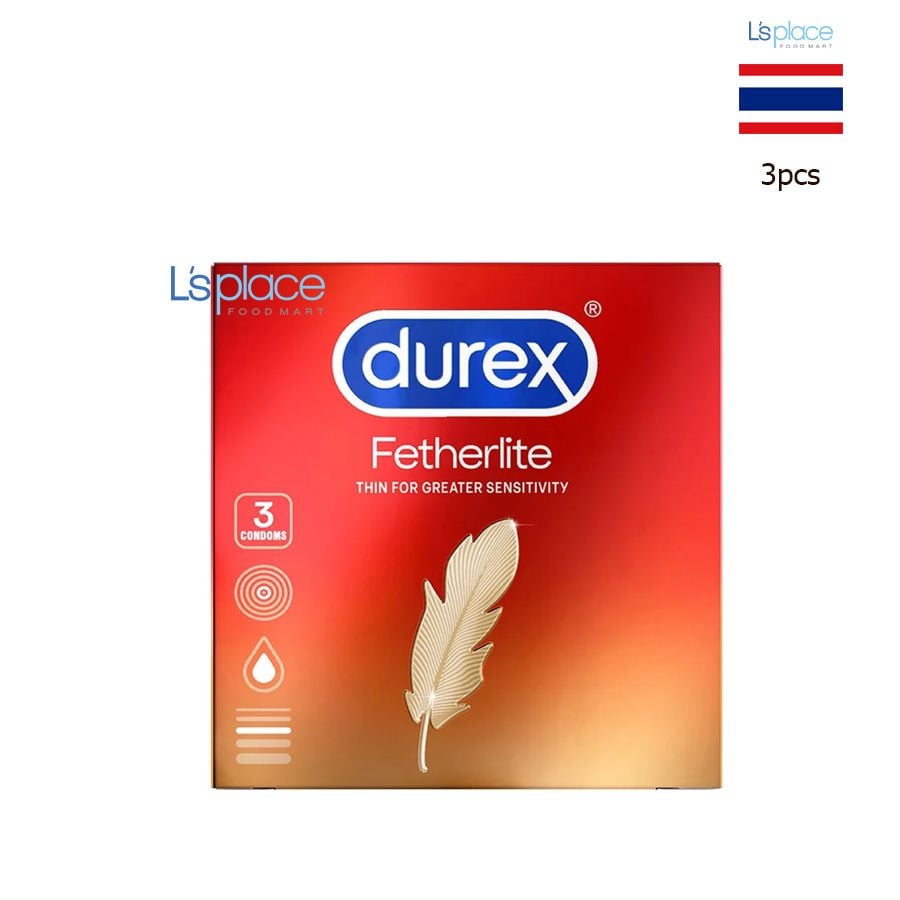 Durex Fetherlite Bao cao su loại mỏng độ rộng 52.5mm hộp nhỏ