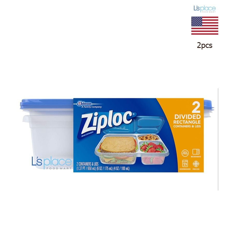 Ziploc Hộp nhựa chữ nhật chia 2 ngăn