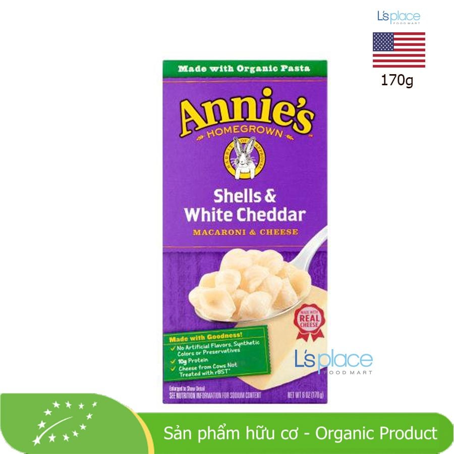 Annie’s Nui sò Macaroni & Phomai cheddar trắng hữu cơ
