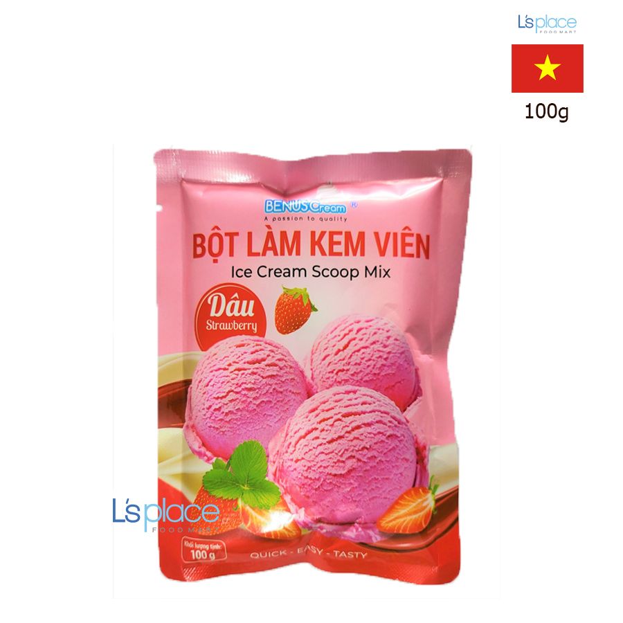 Benuscream Bột làm kem viên Dâu