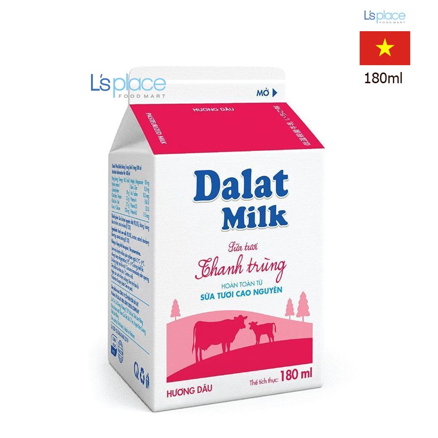 Dalat Milk Sữa tươi thanh trùng hương dâu hộp nhỏ