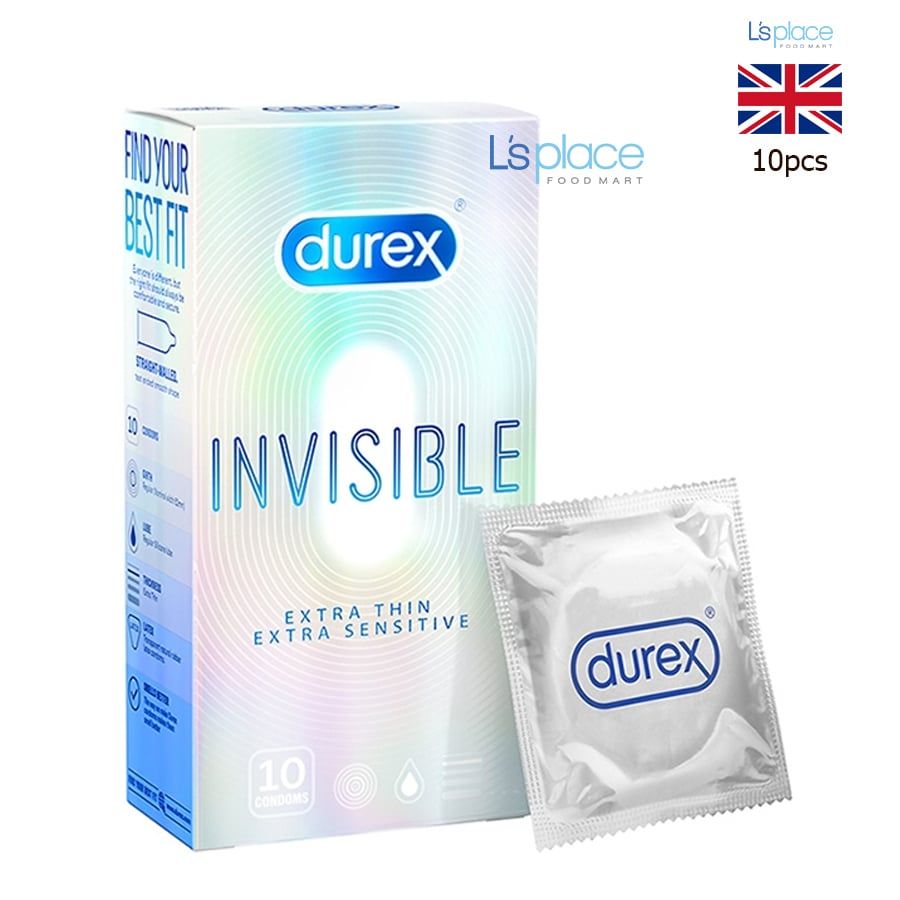 Durex Invisible Bao cao su siêu mỏng độ rộng 52mm hộp nhỡ