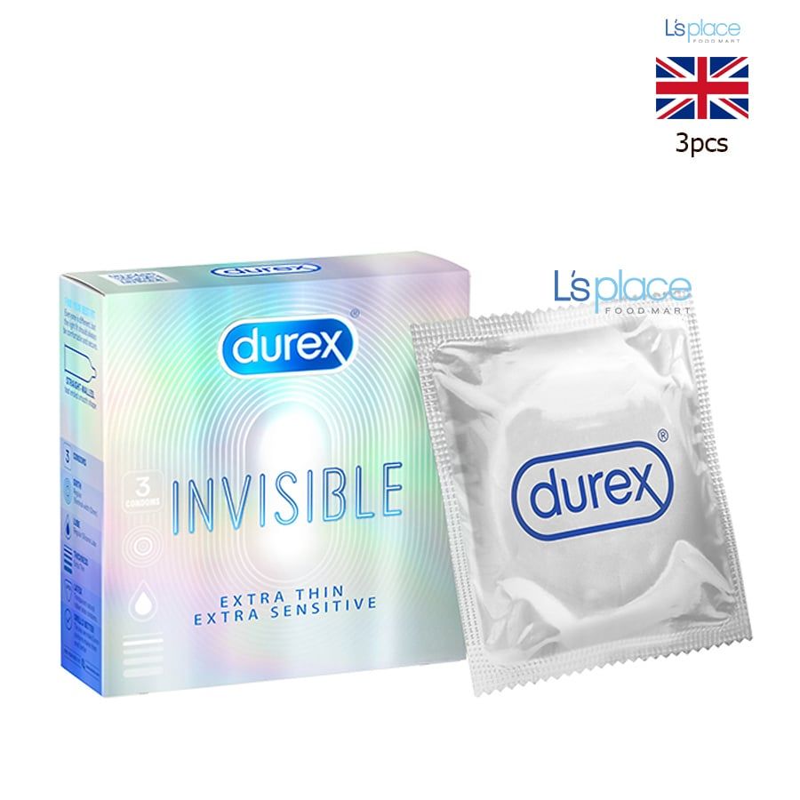 Durex Invisible Bao cao su siêu mỏng độ rộng 52mm hộp nhỏ