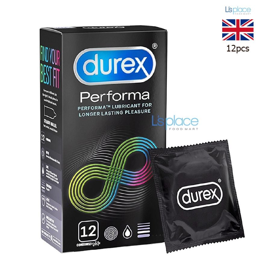 Durex Perfoma Bao cao su dày vừa độ rộng 52mm hộp lớn