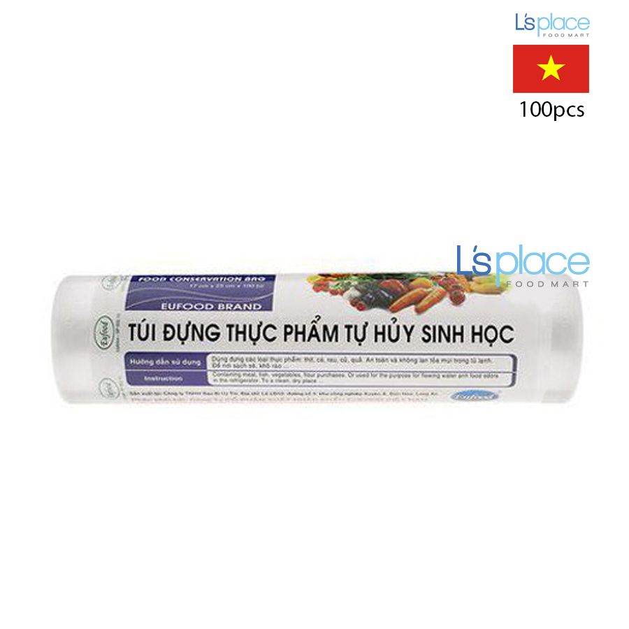 Eufood Túi thực phẩm tự phân huỷ sinh học 15x25cm
