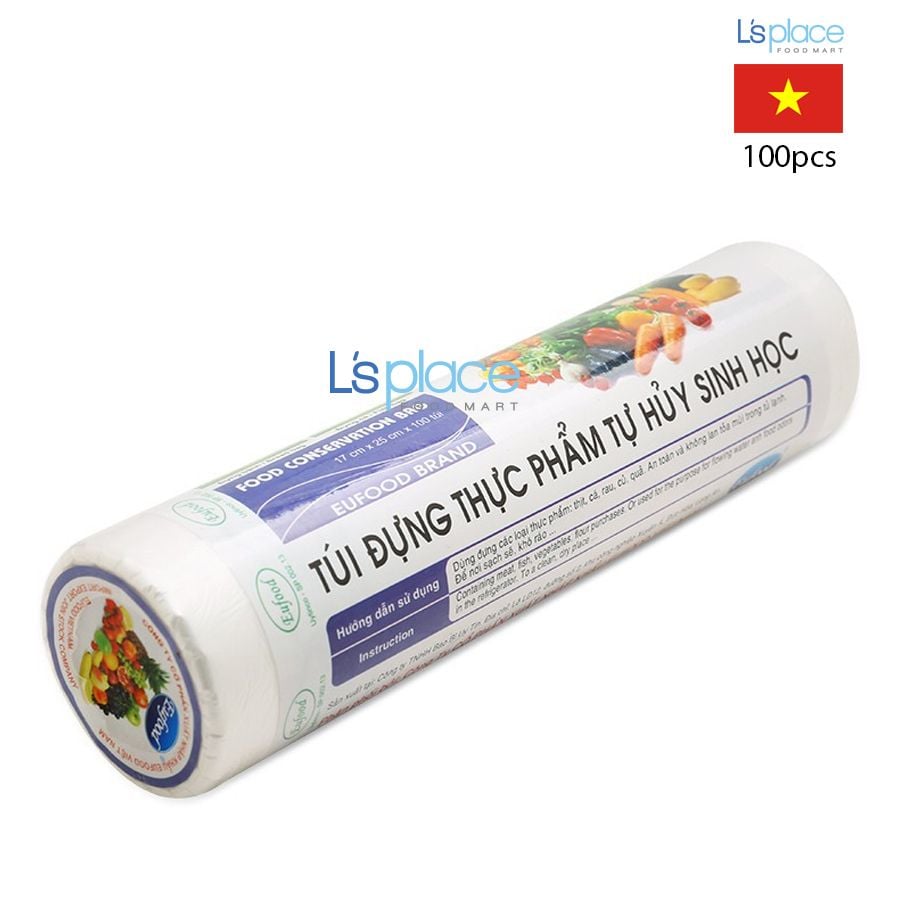 Eufood Túi thực phẩm tự phân huỷ sinh học 20x30cm