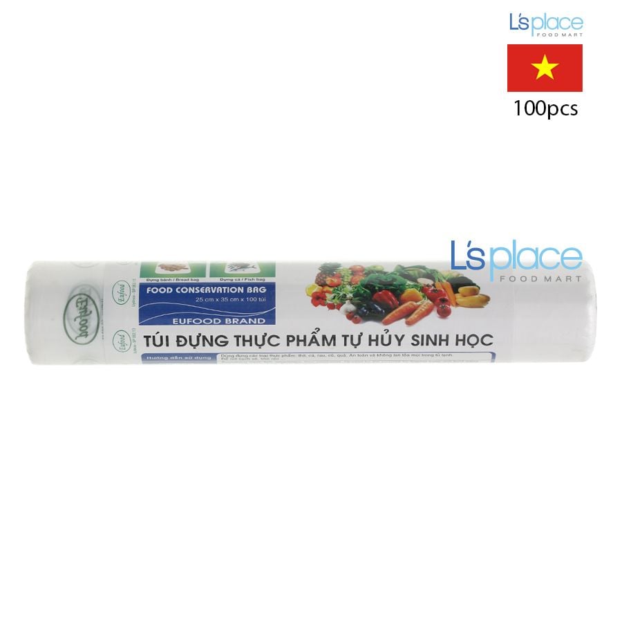 Eufood Túi thực phẩm tự phân huỷ sinh học 24x32cm