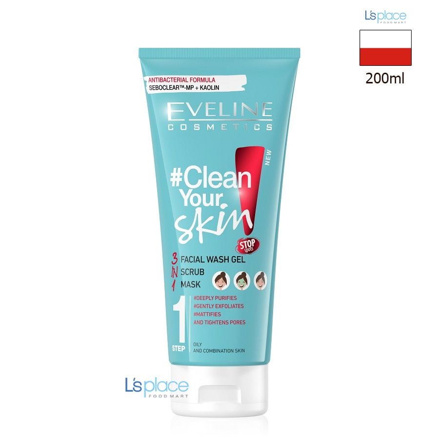 Eveline Gel rửa mặt ngăn ngừa mụn 3 trong 1 Clean Your Skin