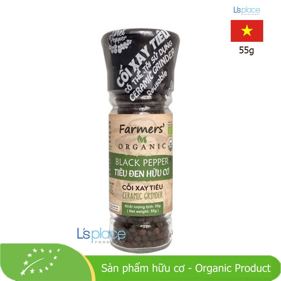 Farmers Organic Tiêu đen hạt Hữu cơ có cối xay