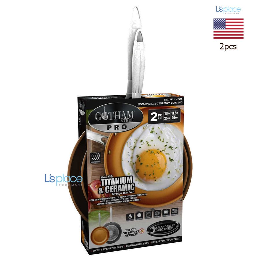 Gotham Steel Pro Cặp chảo Sơn Tĩnh Điện Nhôm Chống Dính