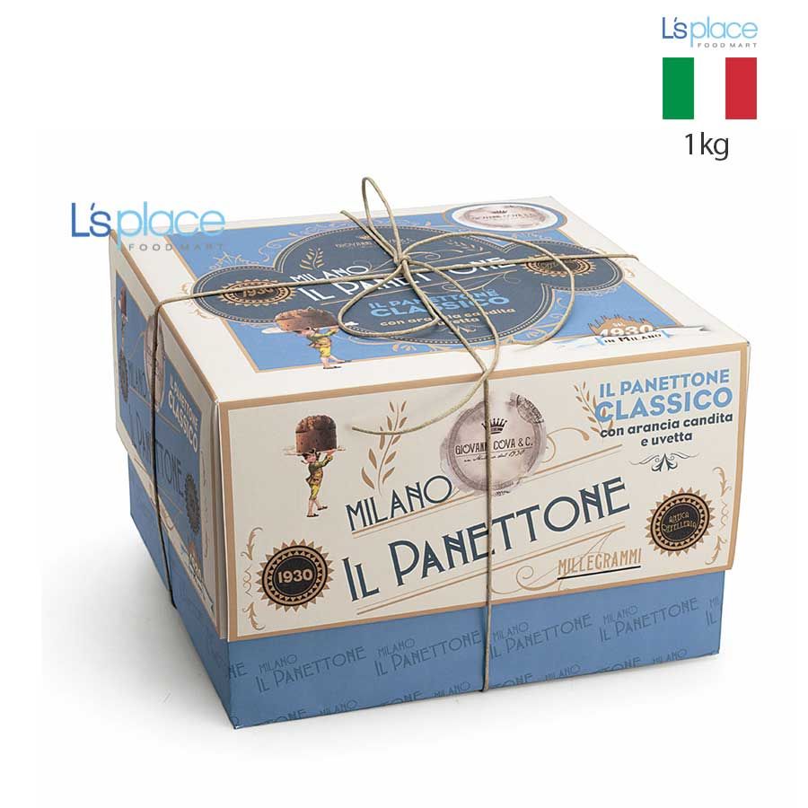 Giovanni Cova & C. Bánh Panettone Milano vị cổ điển hộp giấy xanh trắng