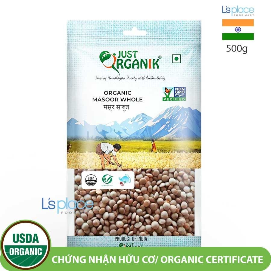 Just Organic Đậu lăng nâu Masoor hữu cơ