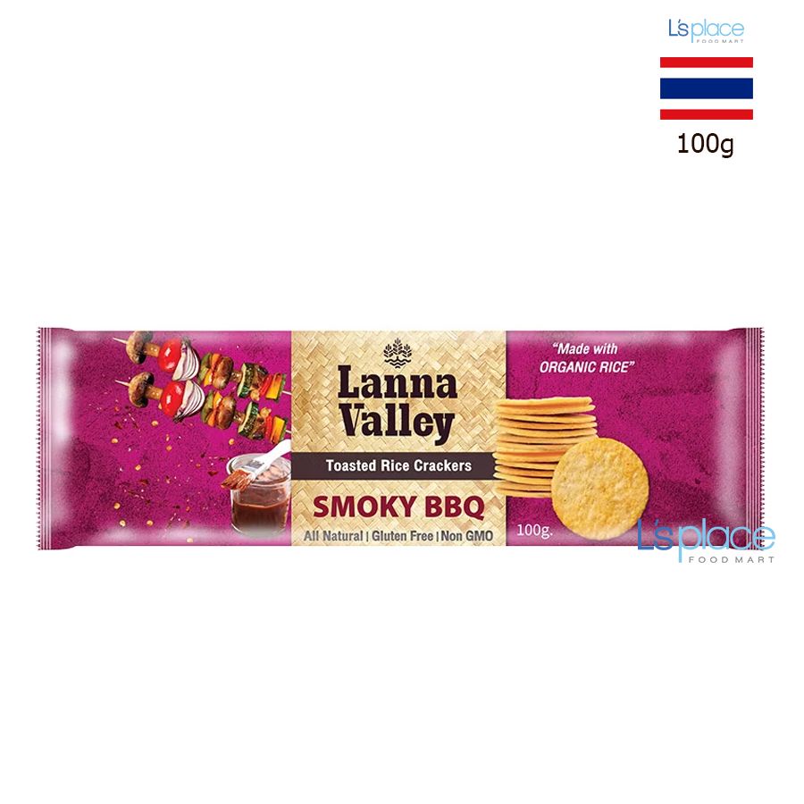 Lanna Valley Bánh gạo hữu cơ vị BBQ hun khói