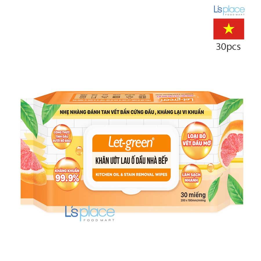 Let-Green Khăn ướt lau ố dầu nhà bếp