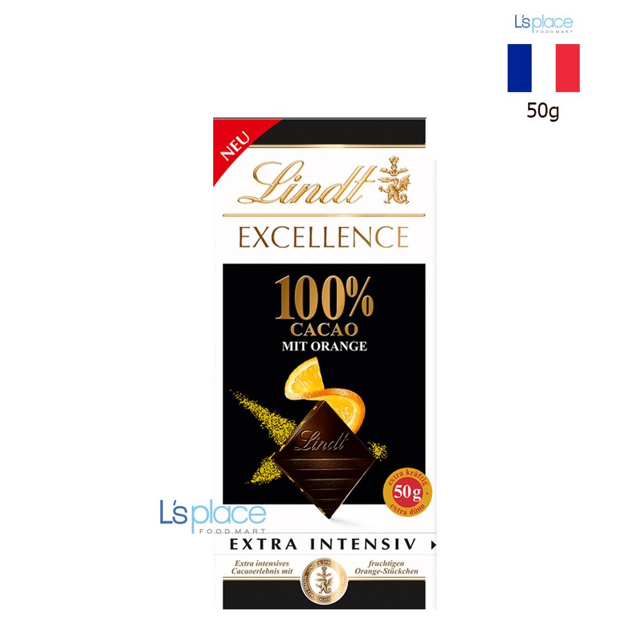 Lindt Excellence Socola 100% cacao vị cam
