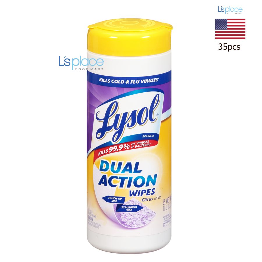Lysol Khăn lau 2 tác động diệt khuẩn hương chanh