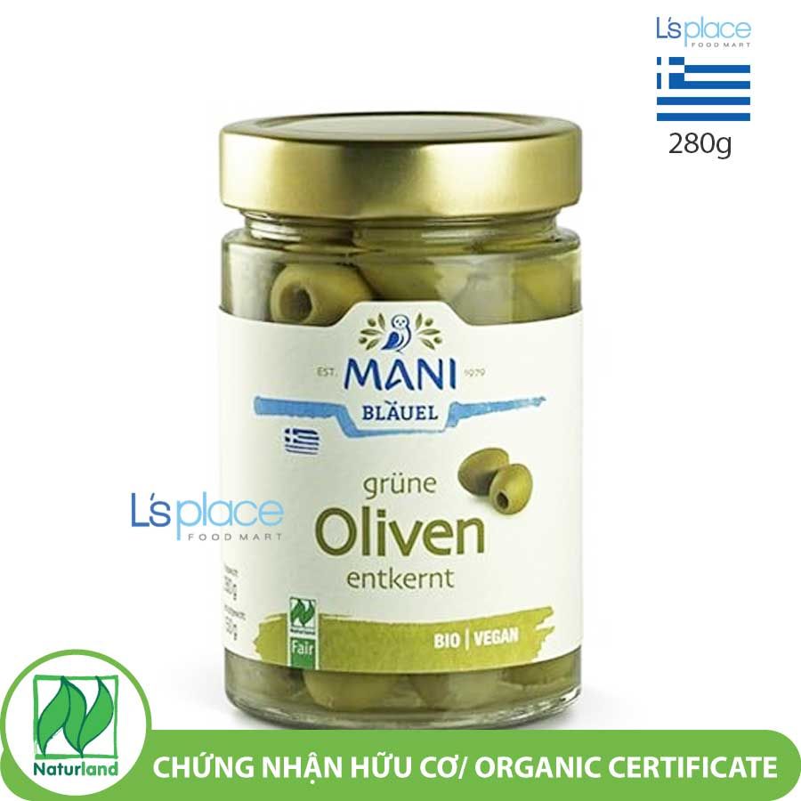 Mani Organic Oliu xanh hữu cơ ngâm muối tách hạt