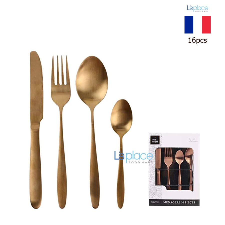 Menagere Bộ dao thìa dĩa màu vàng hồng KA2863