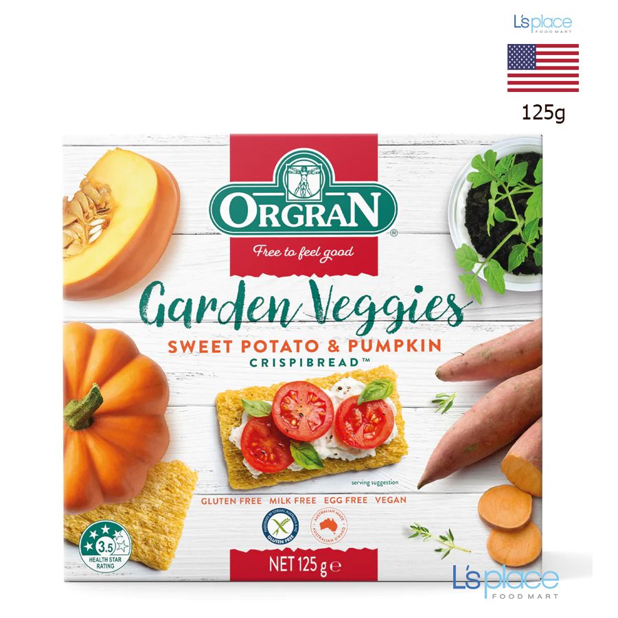 Orgran Garden Veggies Bánh quy giòn vị khoai lang bí ngô thuần chay