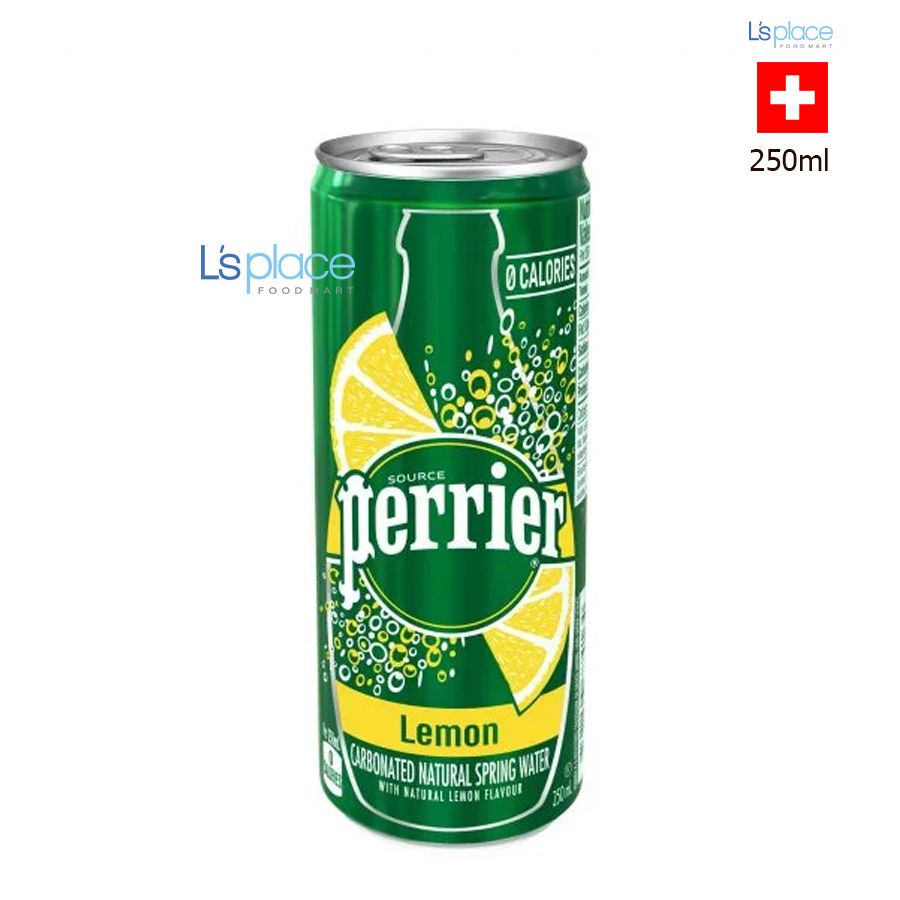 Perrier Nước khoáng có ga lon hương chanh vàng