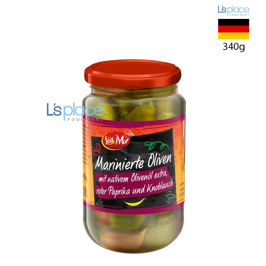 Sol&Mar Oliu ngâm dầu extra virgin & ớt Paprika & tỏi