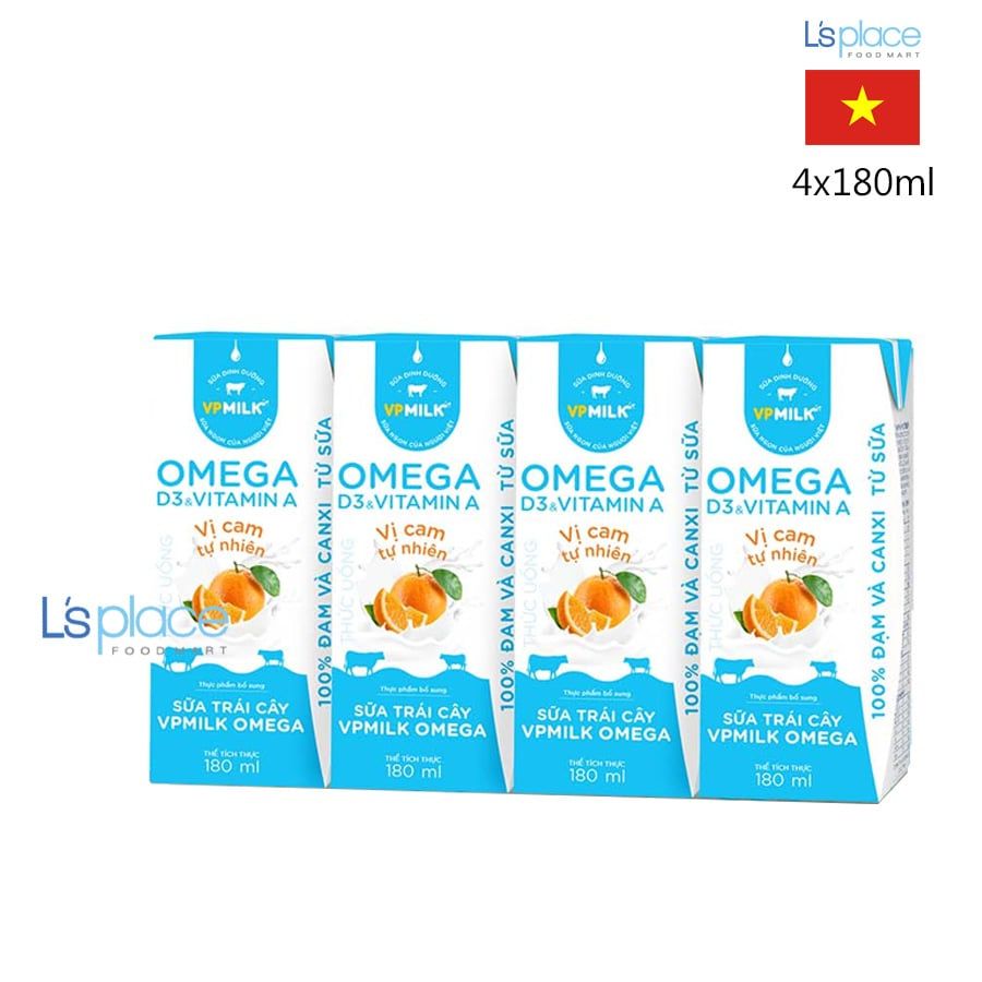 VPmilk Sữa OMEGA vị cam lốc nhỏ