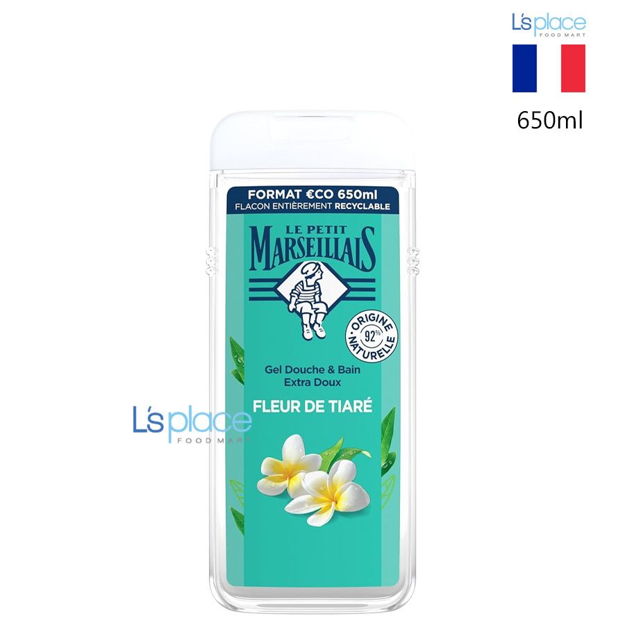 Le Petit Marseillais Gel tắm 92% hữu cơ hương hoa Tiaré chai lớn