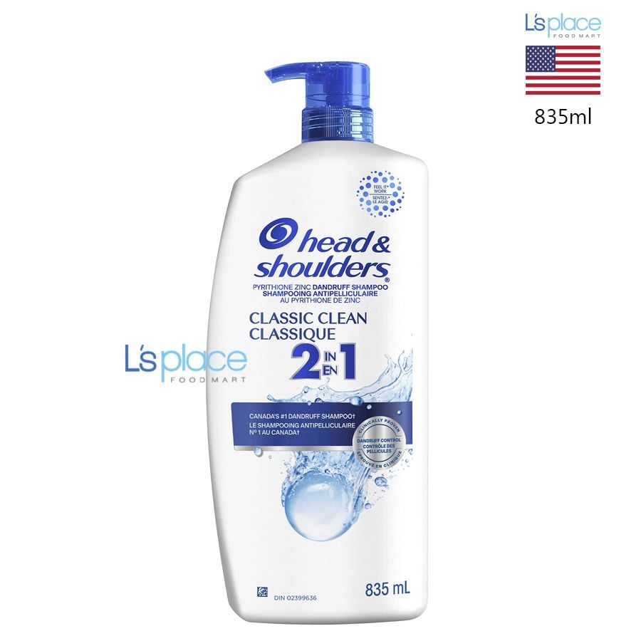 Head & Shoulders Dầu gội xả 2 trong 1 trị gàu Classic Clean cỡ lớn