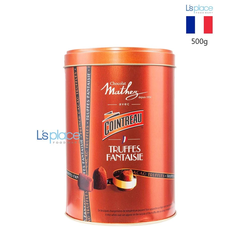 Mathez Cacao Truffes vị rượu Cointreau hộp thiếc