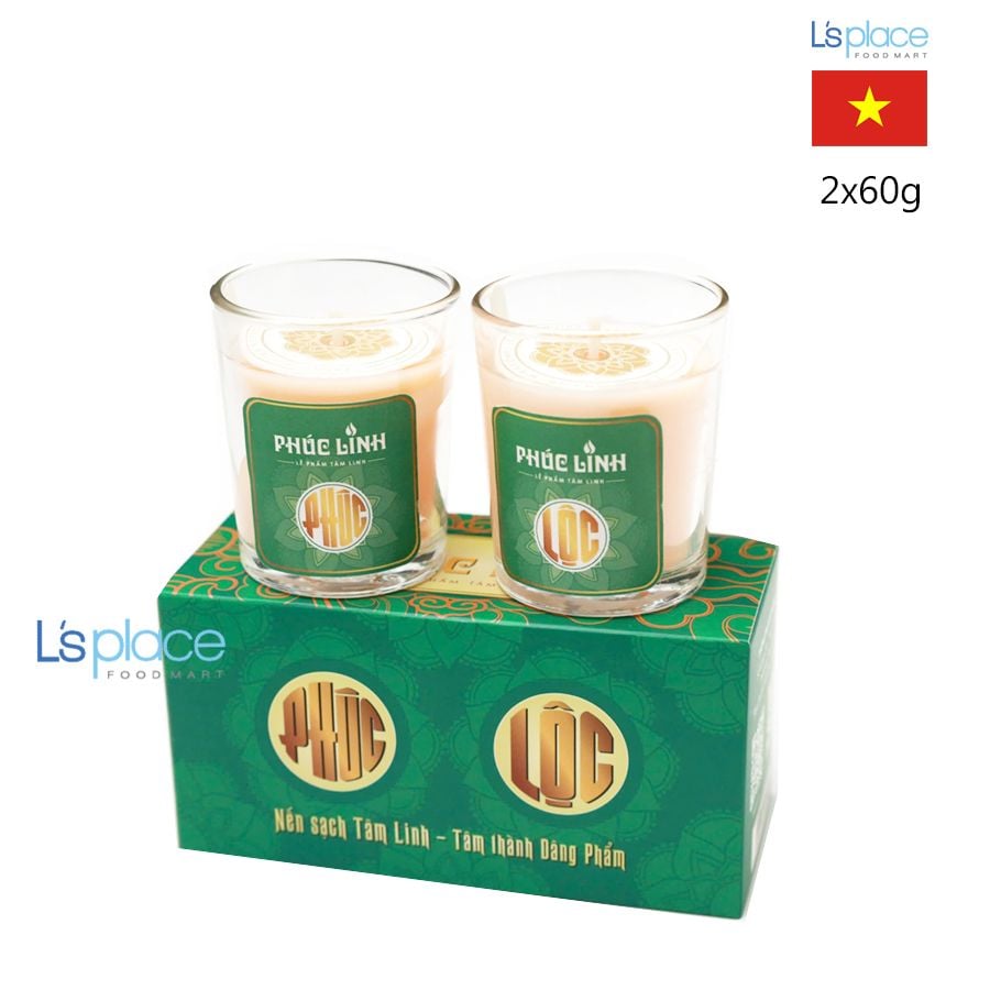 Phúc Linh Cặp nến Phúc Lộc màu xanh lá