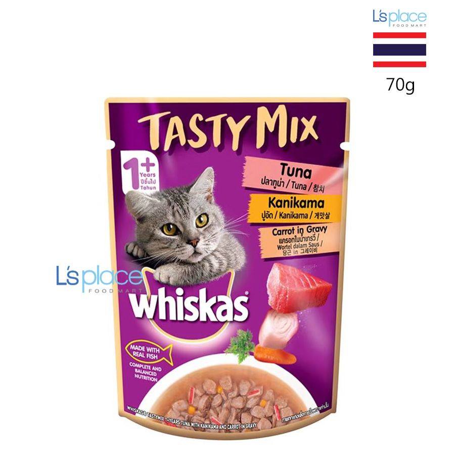 Whiskas Tasty Mix Thức ăn mèo Cá ngừ Kanikama cà rốt