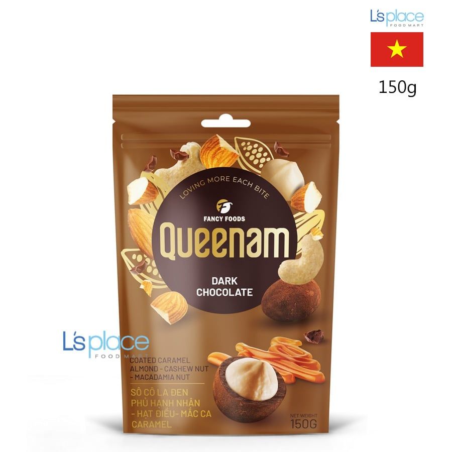 Queenam Socola đen caramen hạnh nhân hạt điều mắc ca