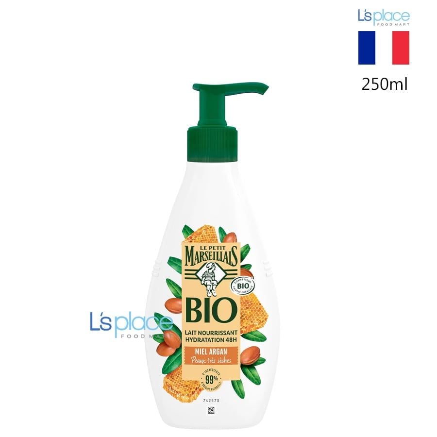 Le Petit Marseillais Sữa dưỡng ẩm 99% hữu cơ mật ong & dầu argan