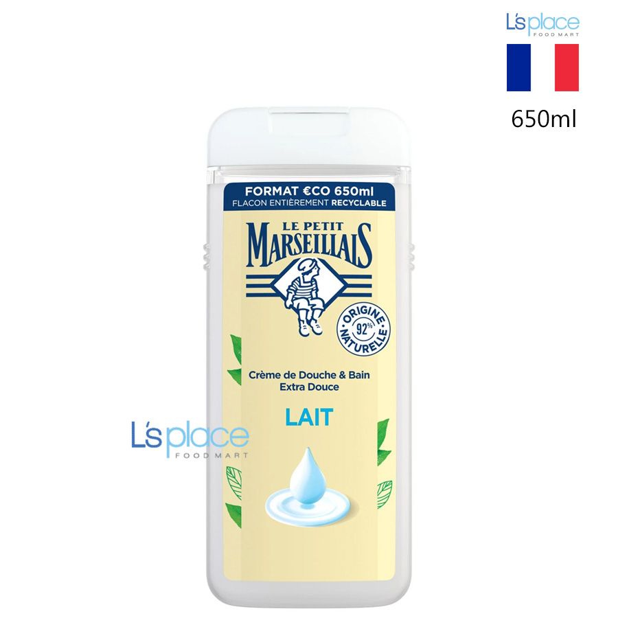 Le Petit Marseillais Kem tắm 92% hữu cơ hương sữa chai lớn