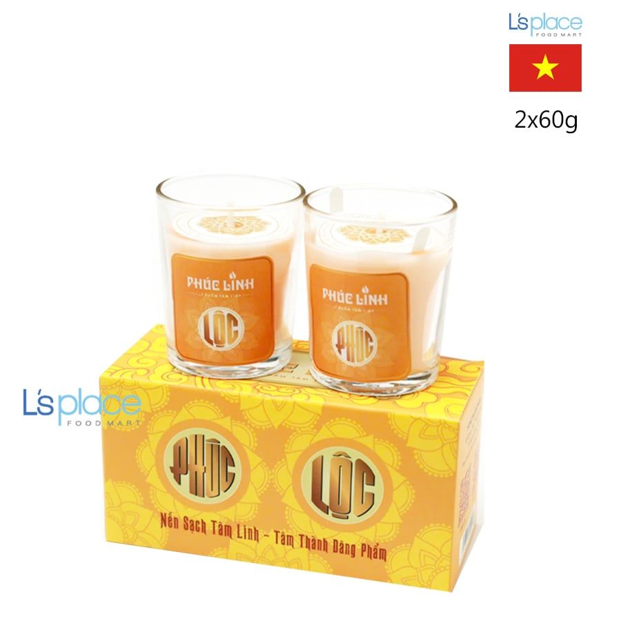 Phúc Linh Cặp nến Phúc Lộc màu vàng