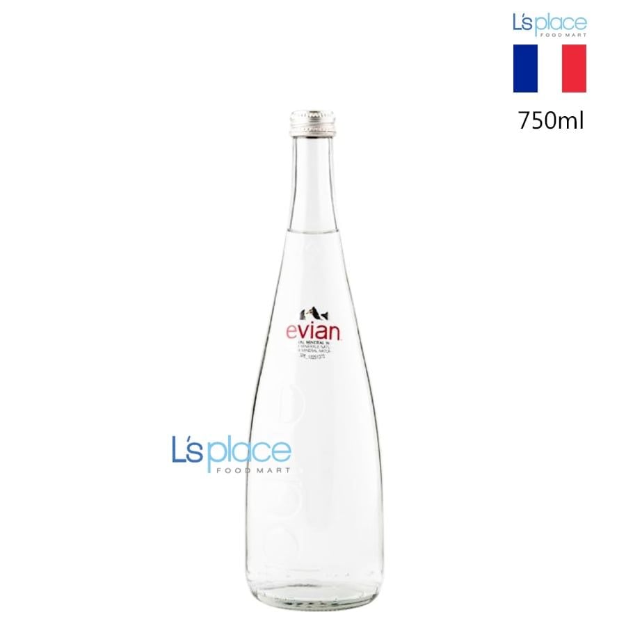 Evian Nước khoáng chai thủy tinh lớn