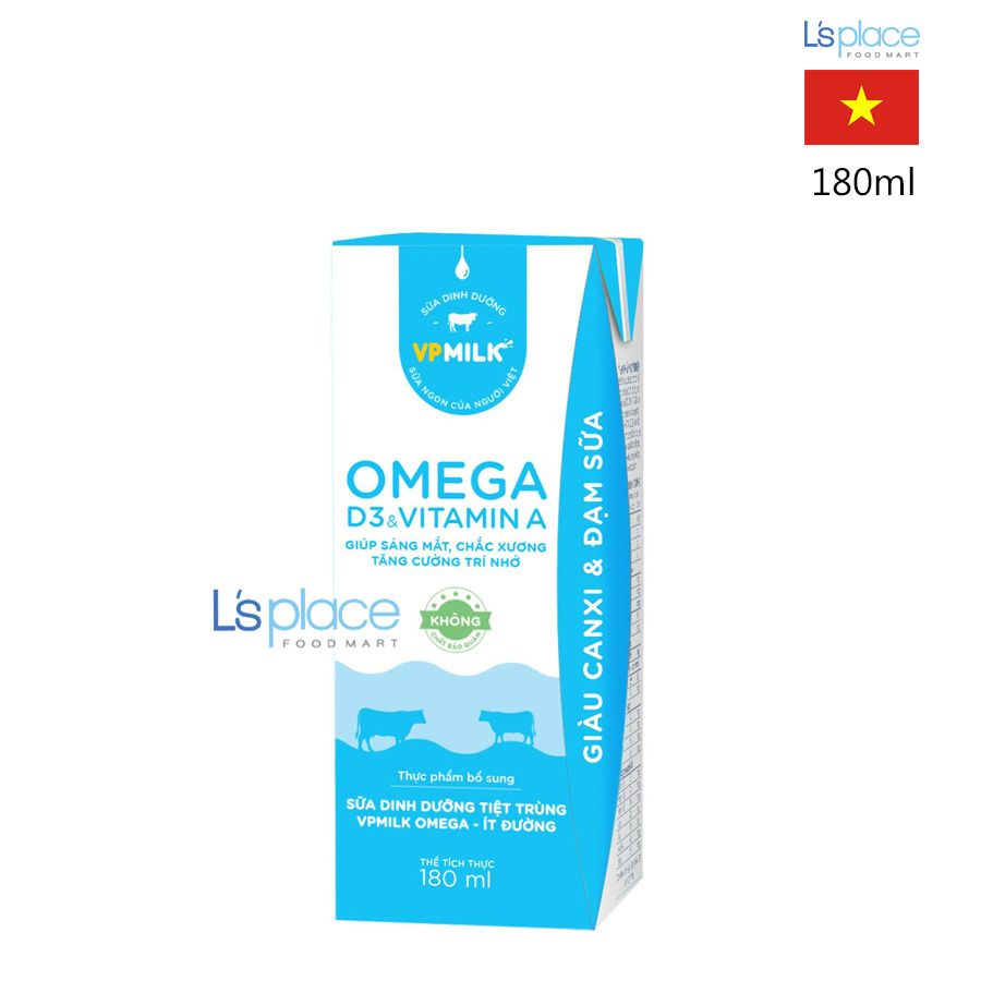 VPMilk Omega Sữa dinh dưỡng tiệt trùng ít đường hộp nhỏ