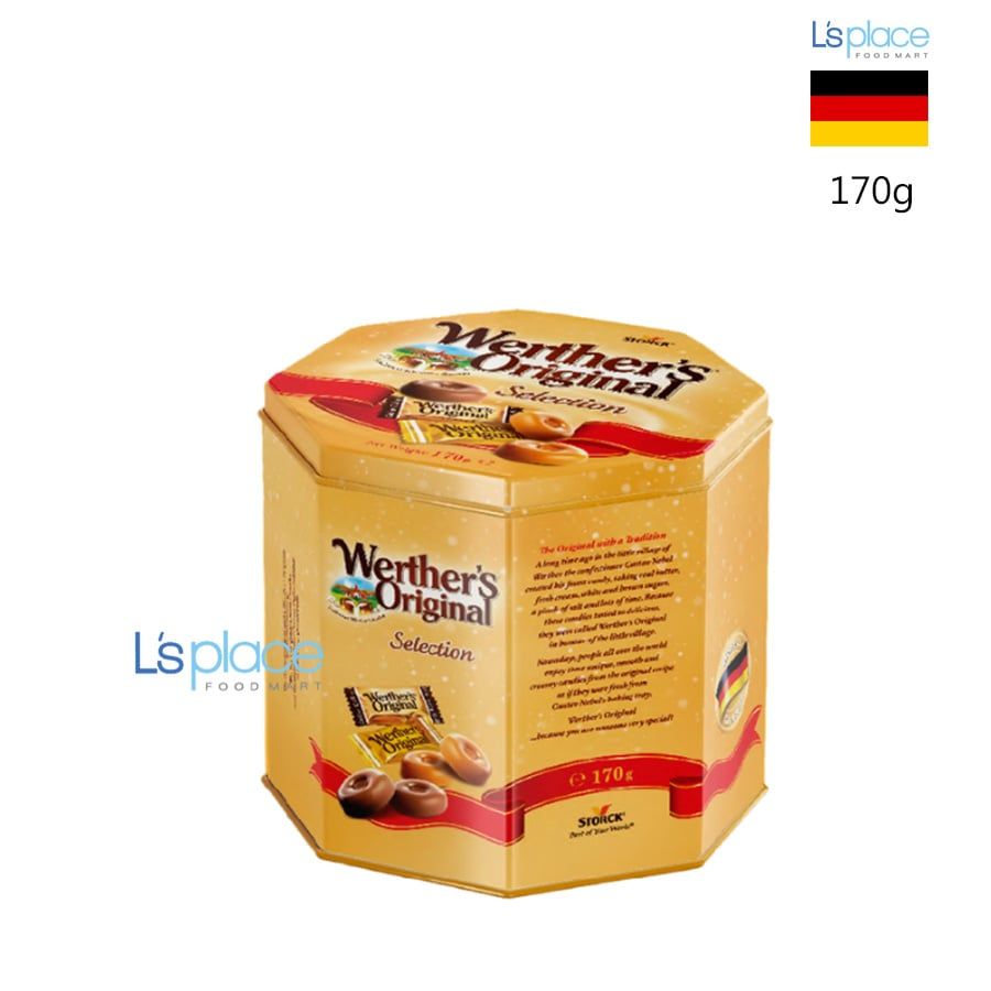 Werther's Original Selection Kẹo caramen hộp sắt trụ