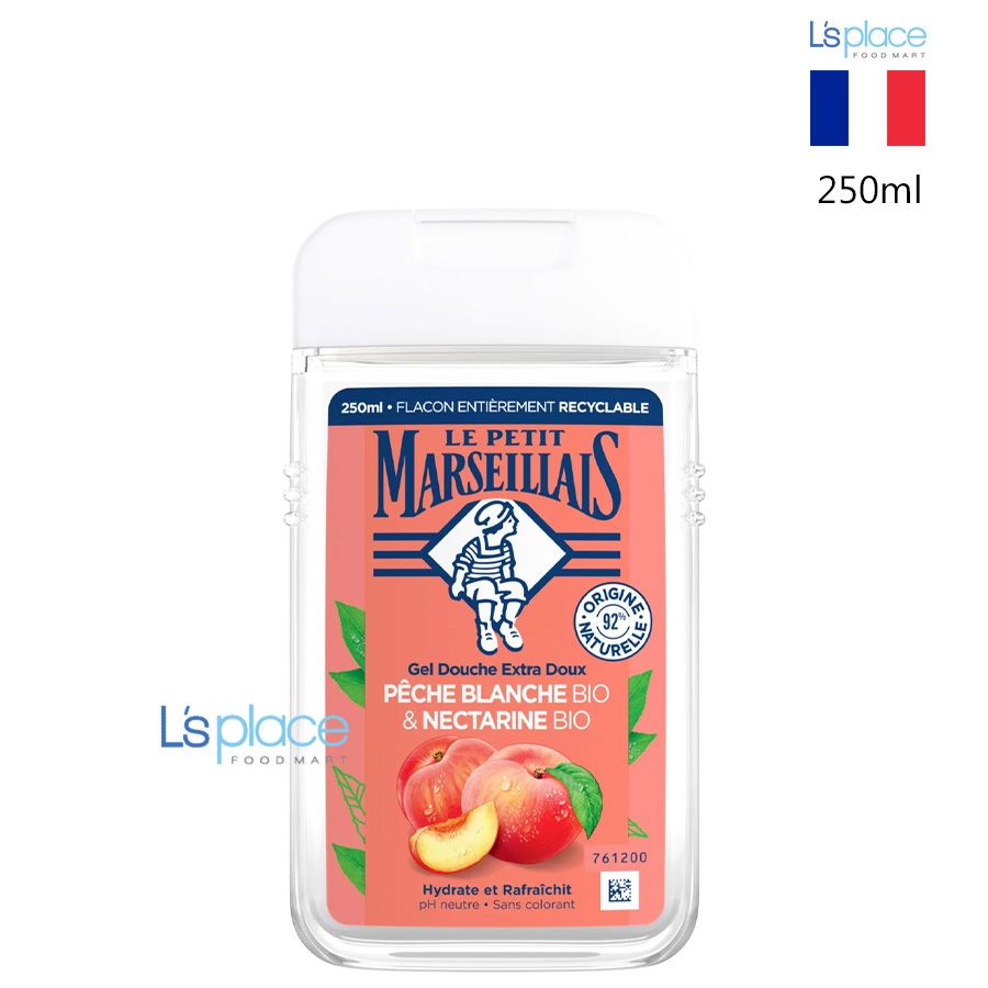 Le Petit Marseillais Gel tắm 92% hữu cơ Đào trắng & quả xuân đào