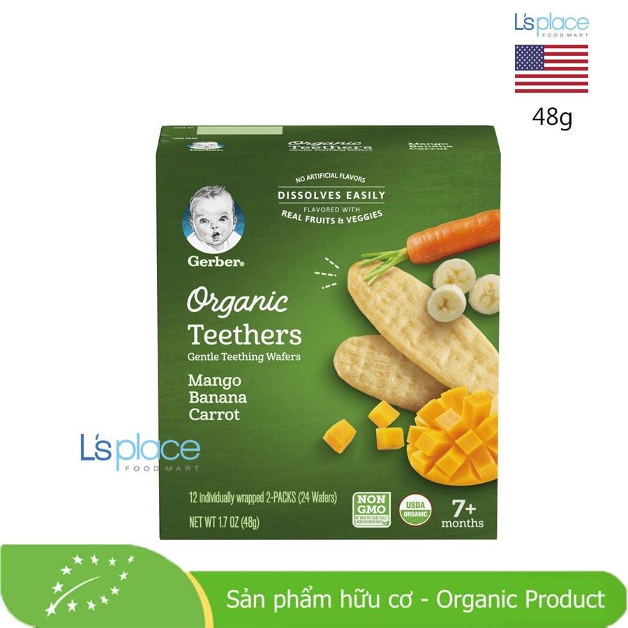 Gerber bánh ăn dặm hữu cơ xoài, chuối và cà rốt
