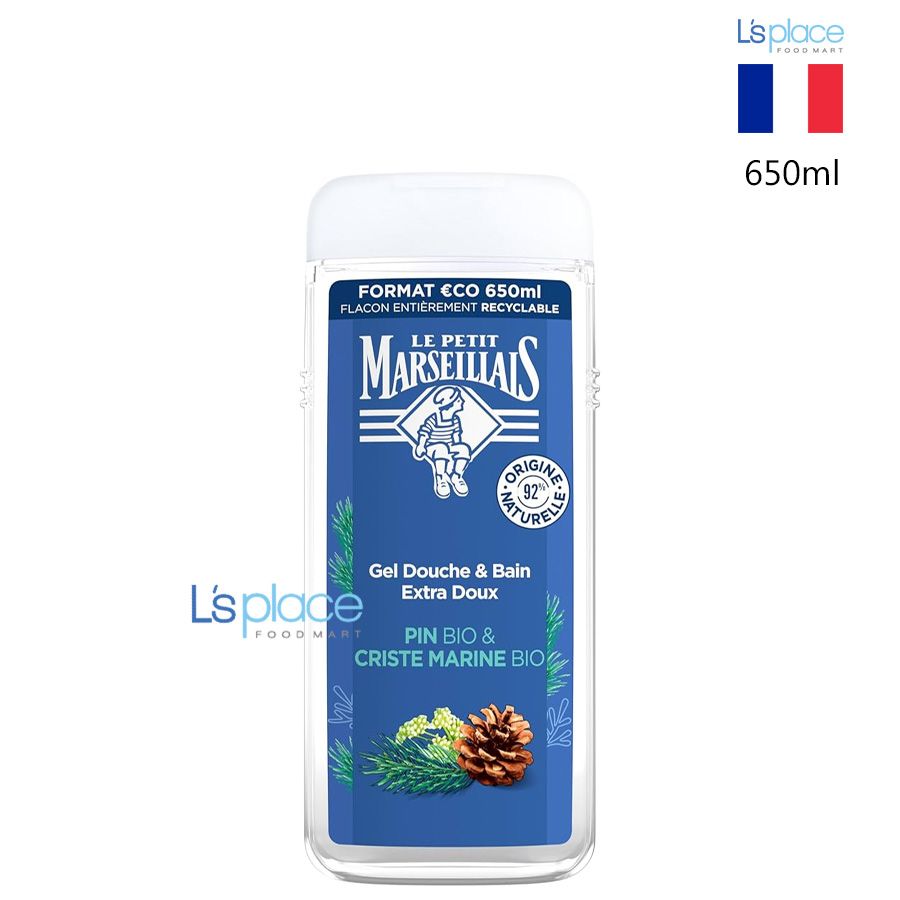 Le Petit Marseillais Gel tắm 92% hữu cơ hương Thông & Bạch đàn biển chai lớn
