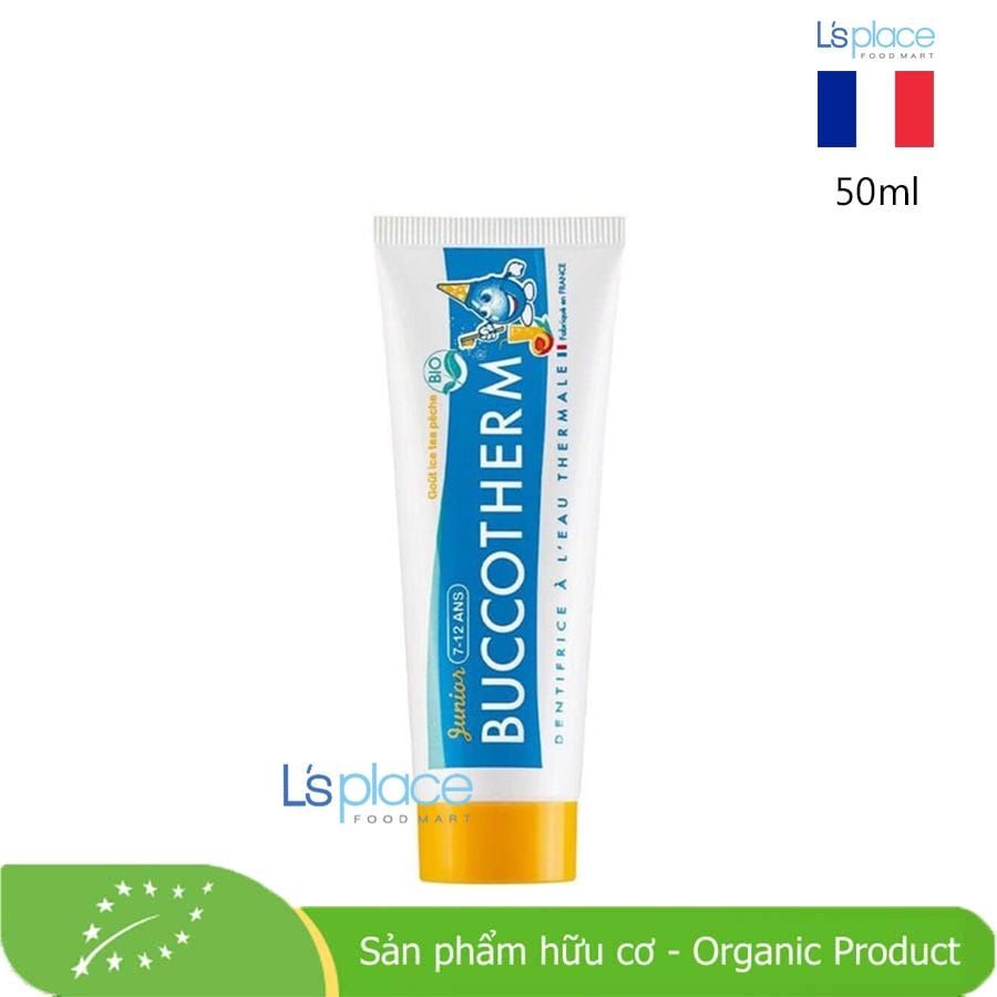 Buccotherm Kem đánh răng hữu cơ trẻ em 7-12 tuổi vị trà đào