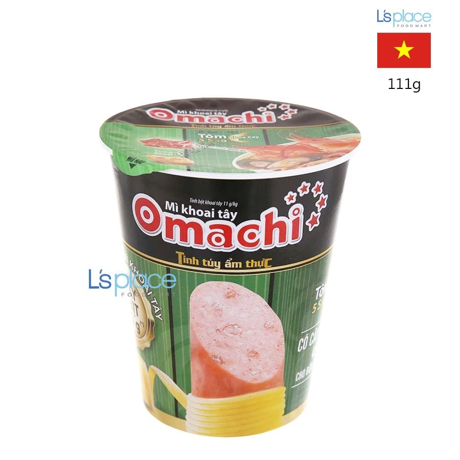 Omachi mì cốc có cây thịt thật vị tôm chua cay