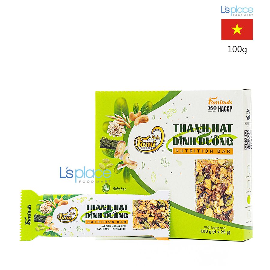 Faminuts Thanh dinh dưỡng hạt điều rong biển