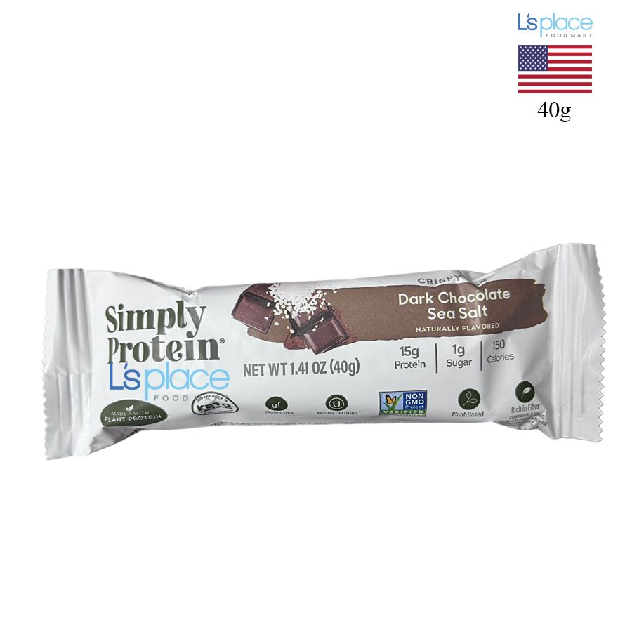 Simply Protein Thanh ăn sáng crispy bar vị socola đen muối biển